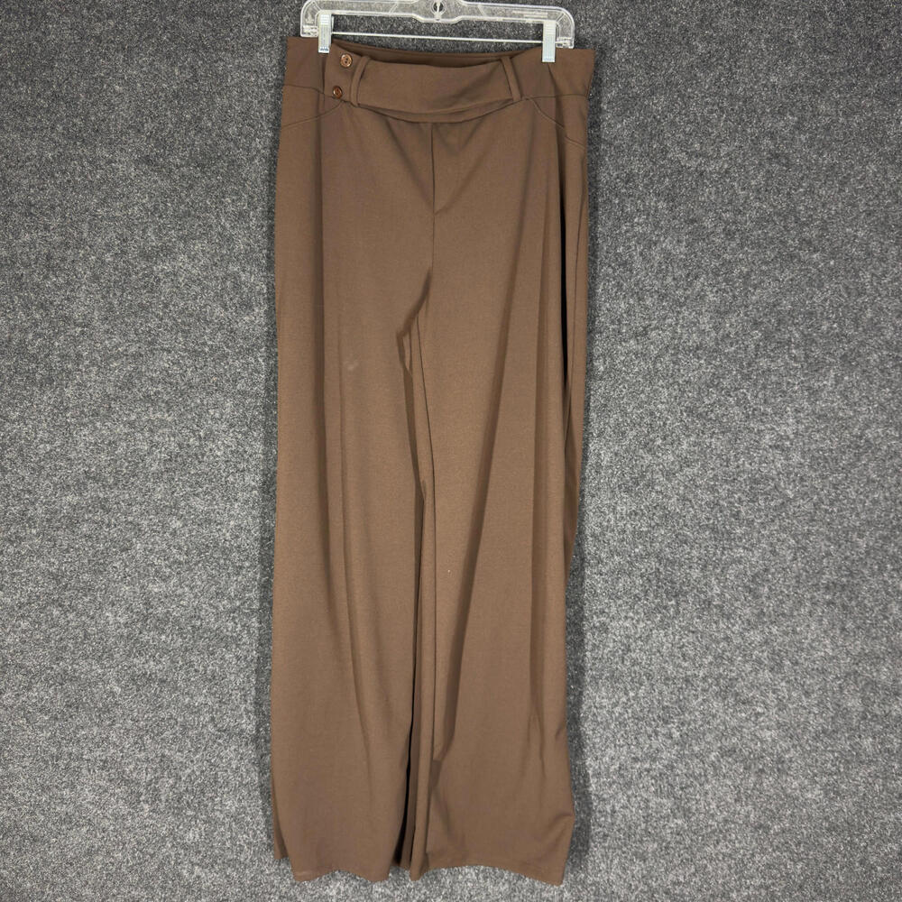 New Fashion Nova Dress Pants Women M Medium Brown High Rise Flat Front Straight